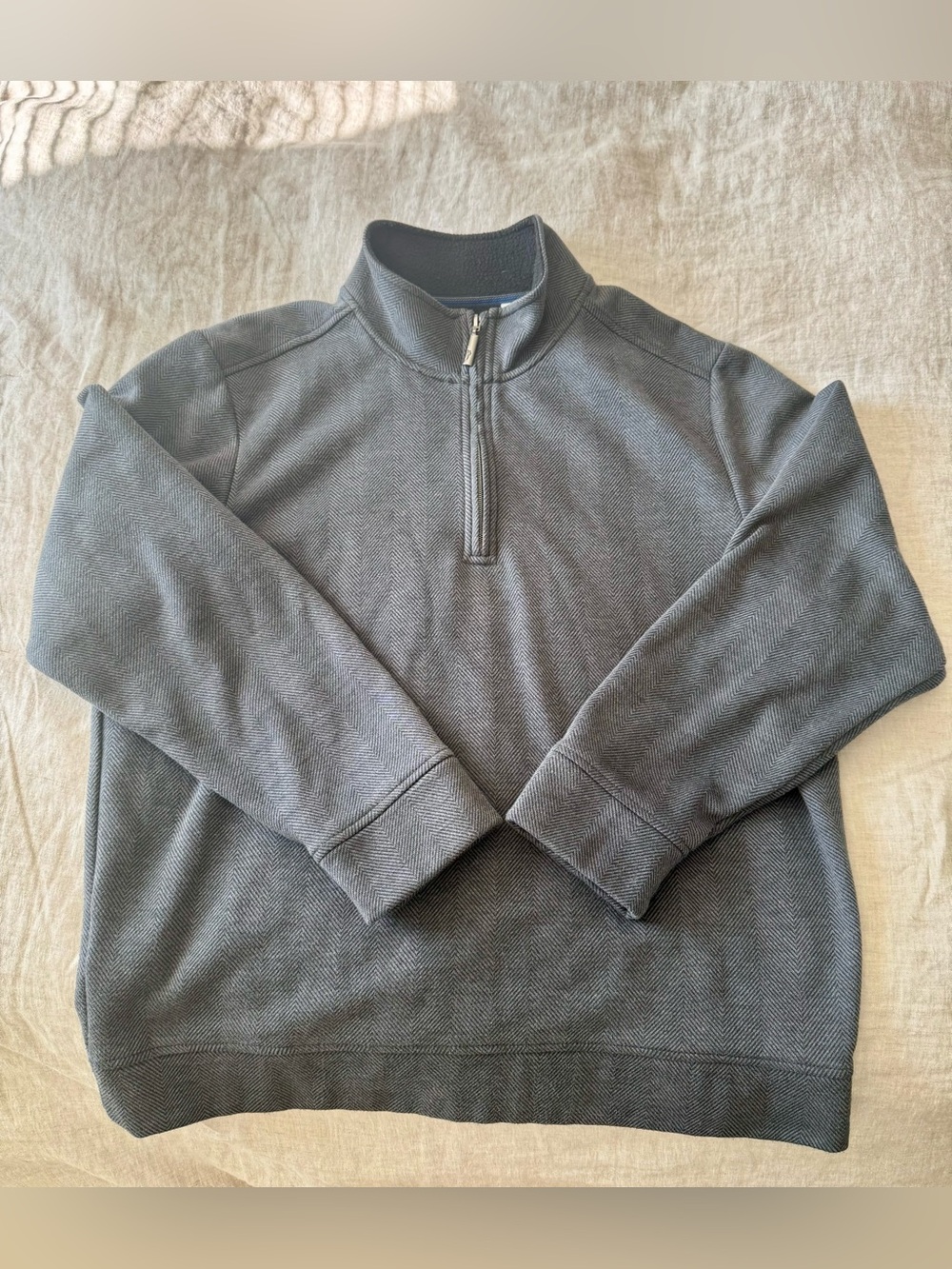 Tommy Bahama Quarter Zip Fleece Long Sleeve Gray Men’s Sweater Size Large